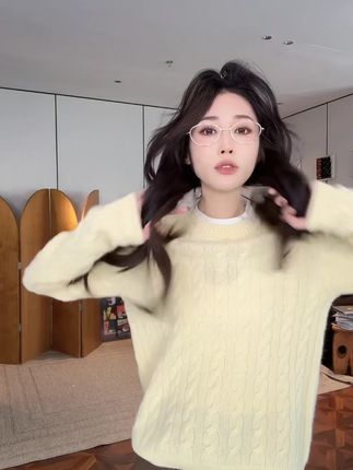 PCNY「往昔絮语」不理理冬季新款小众女装百搭假两件圆领针织衫