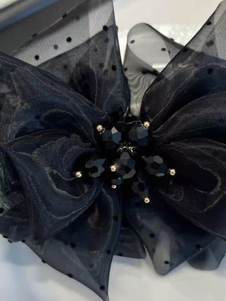 帛妃  设计师高级感丸子头盘发欧根纱波点蝴蝶结丸子夹发饰发夹#帛妃发夹 #蝴蝶结发夹 #丸子头发饰 #高级感发饰 #发夹推荐