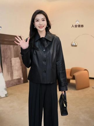 INSUN恩裳专选2025翻领绵羊皮短款皮衣 #早秋新品 #insun #经典皮衣 #ootd