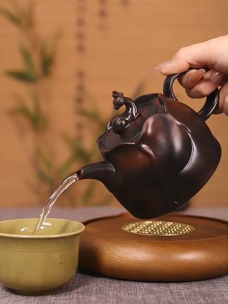 这是一把会唱歌的一鹿有你壶,倒水时能发出清脆的鸟叫声,小鹿壶钮,精致美观,采用云南建水紫陶材质,含铁量高,泡茶茶更香更好喝#紫陶壶#器物之美