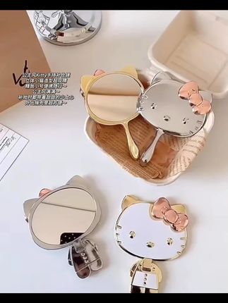 可爱凯蒂猫小镜子女随身携带手持迷你化妆镜立体折叠补妆镜学生LX#凯蒂猫镜子 #迷你化妆镜 #补妆神器 #可爱小镜子 #学生化妆镜