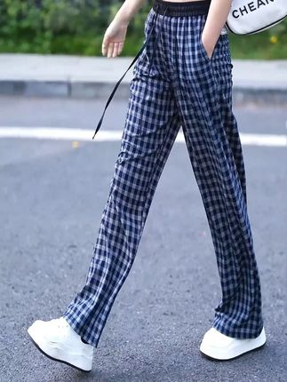 炎热的夏天真的来了,这条轻薄透气 冰冰凉凉的 阔腿裤你们一定要试试#格子裤 #面料舒适透气 #阔腿裤 #胖瘦都能穿
