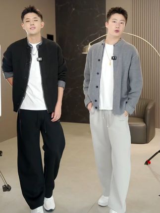 纯色抽绳阔腿刺绣宽松卫裤休闲裤秋季夏季卫裤运动裤 #百搭裤子 #男士休闲裤 #宽松显瘦 #裤子穿搭 #时尚休闲