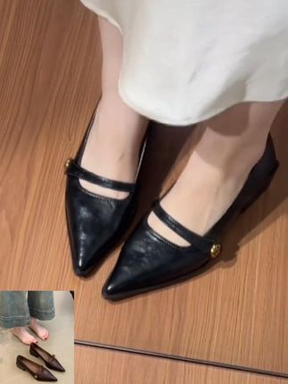 牛皮版~法式复古尖头山茶花玛丽珍鞋女2025新款春季小个子高跟鞋#高跟鞋 #小个子高跟鞋 #法式高跟鞋 #尖头高跟鞋 #玛丽珍鞋