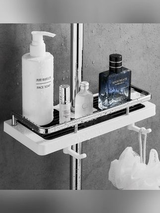 免打孔淋浴杆花洒置物架托盘卫生间厕所肥皂盒浴室香皂盒收纳盒#免打孔置物架 #卫生间收纳 #淋浴杆置物架 #肥皂盒 #浴室收纳