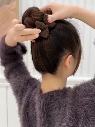 非金属亚克力时尚秋冬咖系超仙针织蝴蝶结丸子头发夹甜美气质#非金属亚克力 #编发教程 #抓夹 #发夹 #发夹分享