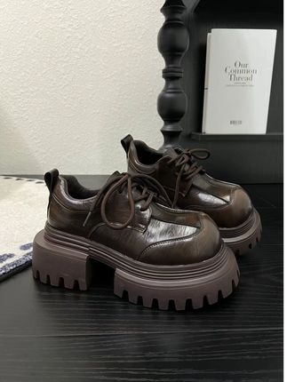 时尚大头乐福鞋女新款休闲增高厚底百搭小皮鞋#软底软面穿上超舒服 #好鞋推荐 #好穿不累脚 #好穿又好搭 #增高鞋