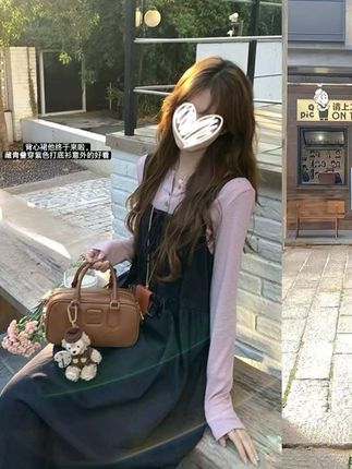 【艺术生背带裙】抽绳宽松A字连衣裙中长款女22580# #琥珀流光风外套太适合秋天了 # #早秋秀场抄作业告别路人感 #女生穿搭#dou上热门 #每日分享