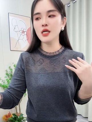 秋季圆领女士毛针织衫长袖女上衣套头款打底衫秋冬百搭薄款毛衣 #谁穿谁好看 #品质女装 #显瘦遮肉 #上衣 #毛衣