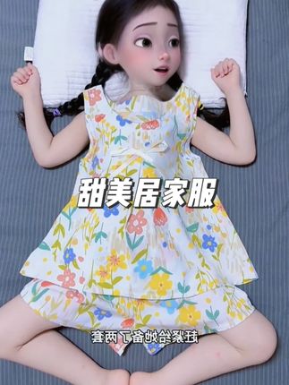哇塞!好粉嫩的小套装,还是棉绸的小料子,孩子上身凉爽又好看!居家外出穿都很合适!#夏季新款 #夏日必备 #睡衣家居服 #柔软亲肤 #谁穿谁好看