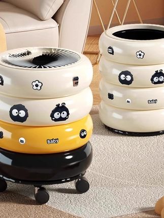 XINGYOU星优甜甜圈带轮垃圾桶家用轻奢高档带盖ins风可移动纸篓 #精选好物 #日常vlog #强烈推荐