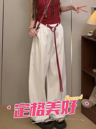 初秋新款韩系ins慵懒感气球裤简约压褶阔腿裤女#ootd穿搭 #百搭神裤 #显瘦显高 #小众穿搭 #爆款热卖中