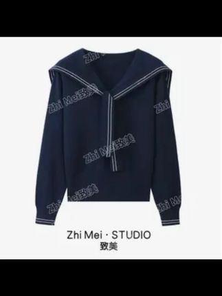 韩系学院风海军领2025秋冬针织衫毛衣百搭设计感时尚短款上衣 #韩系学院风 #海军领针织衫 #2025秋冬新款 #短款毛衣上衣 #百搭设计感