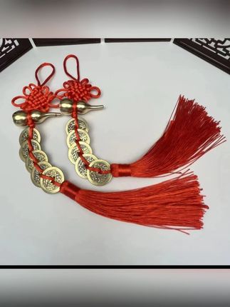 黄铜葫芦五帝钱手工编织中国结挂饰挂件#五帝钱挂件  #门对门挂件  #挂饰挂件  #五帝钱  #铜葫芦五帝钱