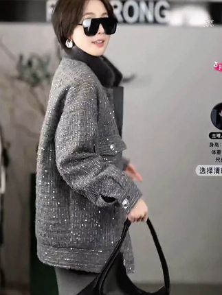 溶溶【星澜】白鹅绒羊毛混纺水貂毛领小香羽绒服 #溶溶rongrong 溶溶【星澜】RONGRONG95白鹅绒羊毛混纺水貂毛领小香羽绒服#品质女装 #高级穿搭 #羽绒服 #ootd穿搭