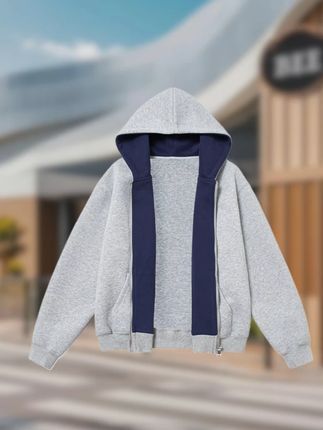 480g双色宽松型连帽纯色cleanfit卫衣短宽boxy版 #潮流穿搭 #品质男装 #时尚保暖 #卫衣 #男女同款