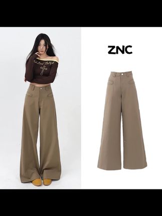 卡其色西装休闲直筒裤女2025春秋新款高腰宽松显瘦垂感阔腿拖地裤#卡其色直筒裤 #西装裤 #春秋穿搭 #高腰显瘦 #阔腿裤