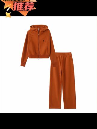 POLO Gwon/秋季新品休闲潮美显瘦连帽拉链衫阔腿裤女士套装ZS076#休闲套装女 #连帽拉链衫 #阔腿裤套装女 #显瘦套装卫衣