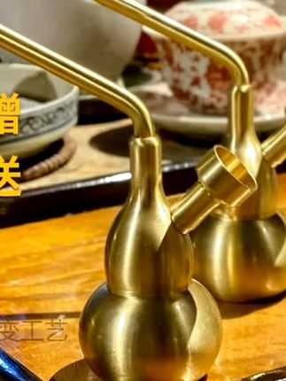 大号加厚纯黄铜葫芦_可加水_一体四用#男人简单的快乐 #手把件 茶#文玩 好物推荐🔥