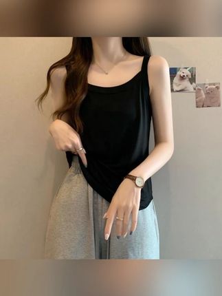 80-210斤纯色吊带背心女宽松遮肚子大码胖MM显瘦遮肉外穿内搭打底#纯色吊带 #吊带背心 #大码吊带 #背心 #外穿内搭