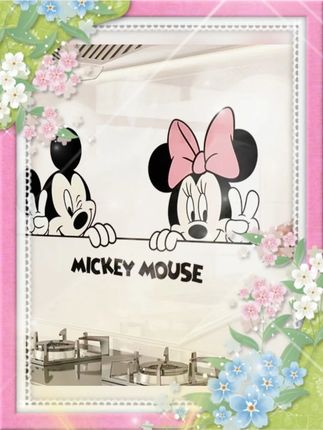 #防油烟贴纸 #厨房墙面贴 #静电防水 #自粘墙贴 #米奇图案 米奇厨房墙面防油烟贴纸创意静电防水防油自粘墙贴透明玻璃门贴饰