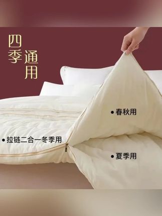 高端家纺A类手工蚕丝被100桑蚕丝被子二合一子母被芯秋冬全棉加厚 #家纺床上用品 #字母被 #被子 #二合一子母被 #床品