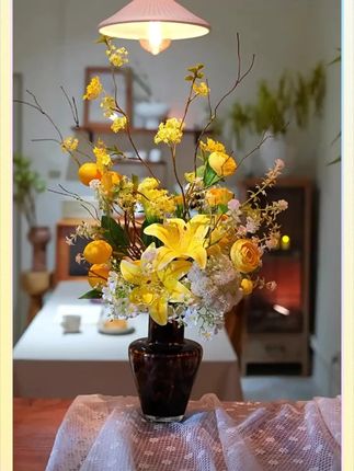 海虹景品百合仿真花假花摆设高级感逼花艺真客厅餐桌玄关花束摆件#海虹景品 #百合仿真花 #客厅装饰 #花束摆件 #高级感花艺