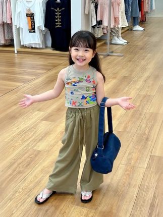 韩版女童2025夏季新款卡通涂鸦纯棉背心女宝宝卡其 #韩版女童2025 #背心女宝宝卡其