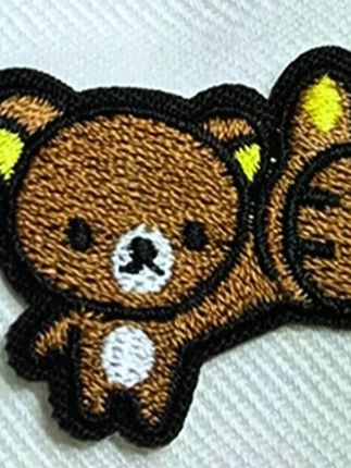 轻松熊刺绣布贴,超级可爱,不仅可以修补破洞,装饰义乌,还能作为球鞋装饰哦!#轻松熊 #补丁贴 #球鞋贴纸 #刺绣工艺 #刺绣补丁贴