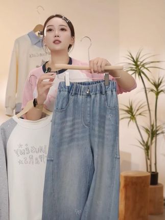 女大童牛仔裤2025秋季新款直筒宽松水洗时尚百搭 #显高显瘦显腿长 #显瘦穿搭 #牛仔裤 #休闲裤穿搭 #童装