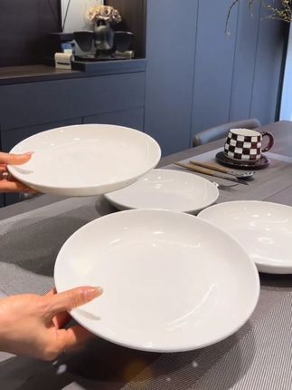 10英寸深盘4个装大号盘子鱼盘剁椒鱼头盘蒸鱼盘陶瓷菜盘子圆盘