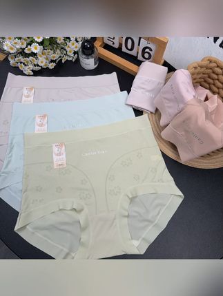【5条装~纯色提花加大码高腰】女内裤桑蚕丝抗菌底档三角裤衩A10#三角内裤 #内裤 #内裤推荐 #女内裤 #桑蚕丝