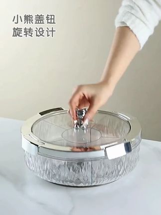 高颜值家用干果盘,分隔密封防潮,轻奢摆茶几超赞! #家用防潮果盘 #分隔密封 #分隔密封盘 #密封干果盘 #轻奢高档果盘