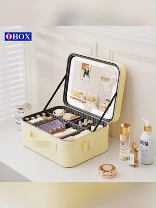 OBOX带镜子化妆包女2025新款便携式高级感大容量带灯美妆包包#包包 #镜子化妆包 #便携式化妆包 #带灯化妆包 #高级感化妆包