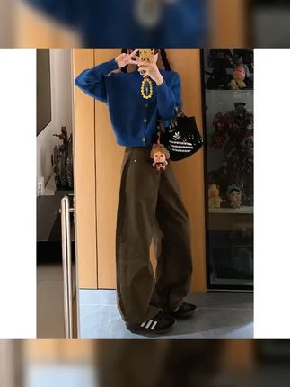 #牛仔裤 #阔腿裤 #弯刀裤 #工装裤 #显瘦裤子 美拉德棕咖色弯刀牛仔裤女秋季新款宽松阔腿显瘦百搭工装直筒裤子
