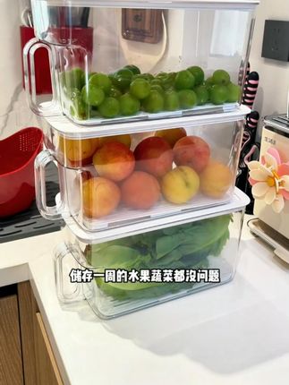 【到手4个超大号】冰箱收纳保鲜盒5L装食品级密封柚子蔬菜冷藏冷冻#冰箱收纳保鲜盒
