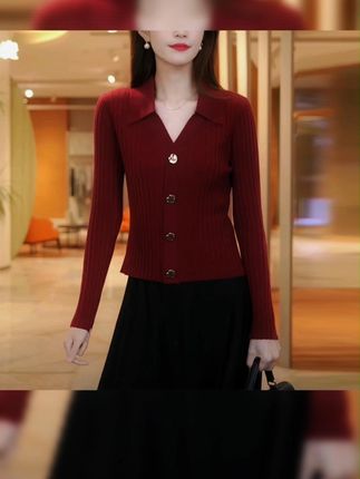 安可拉红针织开衫,女秋装新款时尚打底短毛衣! #针织打底毛衣 #时尚短款上衣 #时尚针织开衫 #女生秋装 #针织打底衫