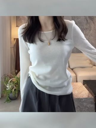 流光风春秋针织打底衫内搭女款2025秋季新品气质长袖修身显瘦上衣 #通勤搭配 #上衣穿搭 #简约搭配 #百搭上衣 #打底衫