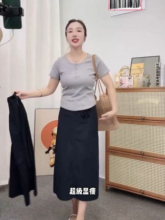 夏季通勤高腰后开叉系带直筒半身裙中长款显瘦时尚休闲 #夏季穿搭 #穿搭技巧 #穿出自己的风格 #夏日必备 #高级感穿搭