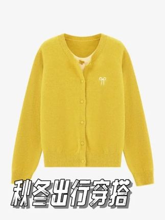 温柔风假两件针织开衫春季软糯毛衣新款蝴蝶结刺绣上衣 #穿出高级感 #上衣 #上衣穿搭 #毛衣小众高级感 #小香风