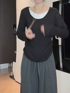 5假两件拼接t恤女秋内搭韩系宽松休闲慵懒感上衣! #假两件拼接上衣 #内搭分享 #韩系宽松上衣 #休闲慵懒感
