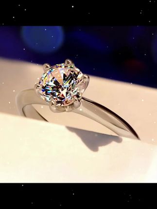 925银莫桑石戒指 时尚莫桑钻戒女款戒指银戒开口戒六爪求婚钻戒 #总有一款适合你 #今日分享 #礼物 #银饰 #戒指控
