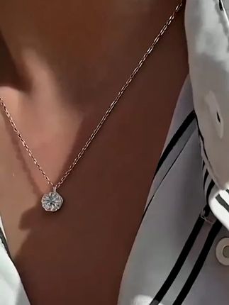 金美澳 链子925银合成锆石 2025年新款轻奢镂空爱心锁骨项链饰品