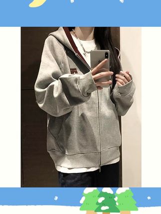 美式撞色开衫卫衣男女短款秋季cleanfit连帽衫高级感重磅硬挺外套#美式卫衣 #秋季外套 #撞色开衫 #短款卫衣 #cleanfit风