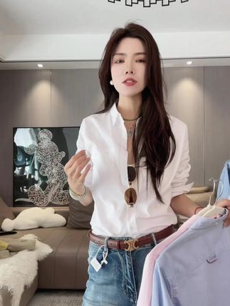 #谁穿谁好看#时尚穿搭#穿出自己的风格#今天穿什么#衬衫长袖翻领不起球休闲白色打底百搭春衬衫纯棉衬衣宽松白色衬衫