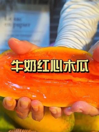 快抢这个红心牛奶木瓜,软糯香甜,超级好吃!#牛奶木瓜 #木瓜 #树熟木瓜 #现摘现发新鲜到家 #红心木瓜
