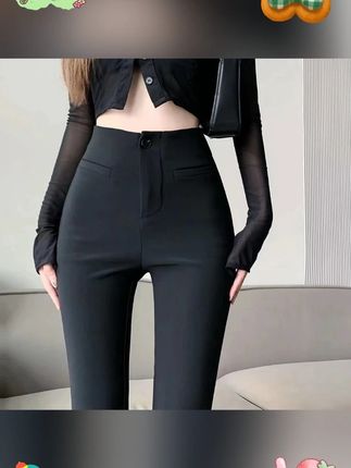 品质好货秋款300克微弹前拉链高腰纽扣裤子女休闲裤阔腿裤喇叭裤2#阔腿裤 #显高显瘦显腿长 #完美身材 #百搭裤子 #大长腿