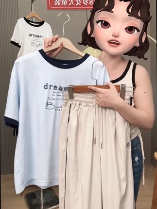 女童夏季套装#女童夏季套装 #2025新款 #短袖两件套 #青少年服装 #时髦童装