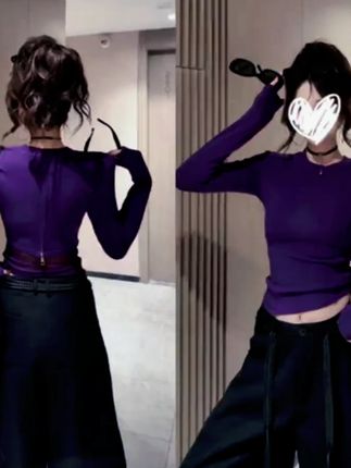 2025早秋新款韩系设计感后背网纱拼接修身显瘦百搭圆领打底衫上衣#面料细腻