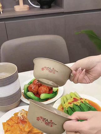 【9快9包邮抢50只】稻壳一次性餐具碗加厚可降解食品级家用户外火锅  #厨房好物 #陶瓷餐具 #家用好物 #生活好物分享 #杯子控